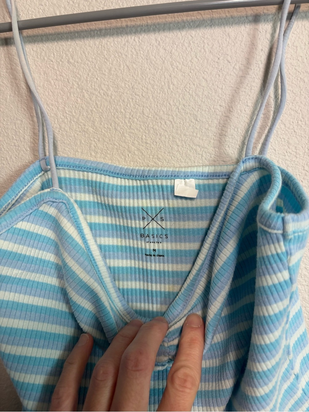 PacSun Blue & White Striped Ruched Ribbed Cami - Picture 2 of 3